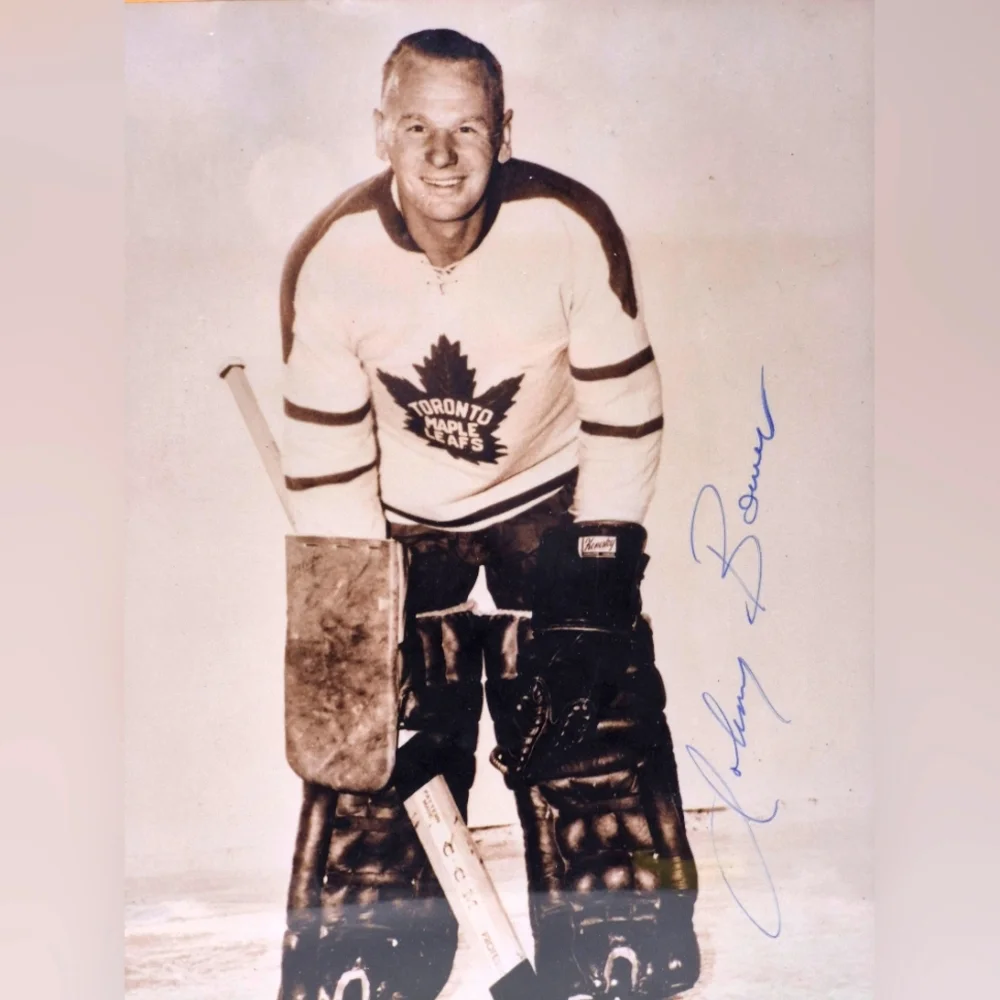 Toronto Maples Leafs Black And White Signed Johnny Bower Framed Photograph - Picture 2 of 6